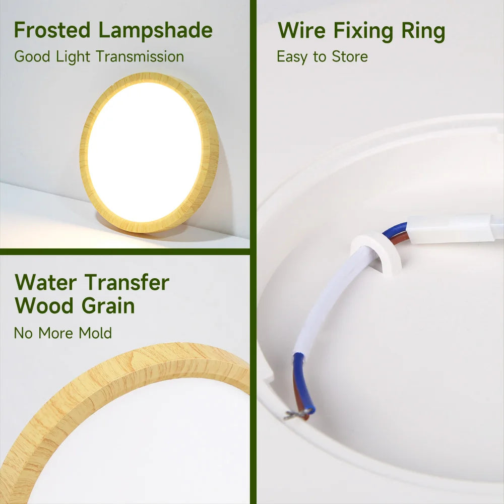 lampe grain bois led moderne blanc naturel 220v 20w 30w 40w