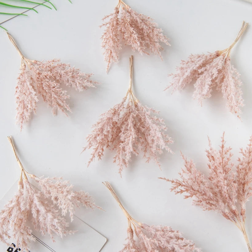 plumes séchées décoratives dorées argentées blanches rose pâle gris mariage fête maison rustique