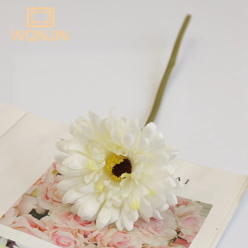 bouquet fleurs artificielles gerbera rouge rose jaune blanc modernes decoration mariage anniversaireintérieur
