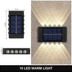 lumière solaire murale moderne 12 led blanc chaud ip65 étancheextérieur jardin décoration