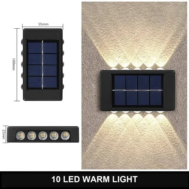 lumière solaire murale moderne 12 led blanc chaud ip65 étancheextérieur jardin décoration