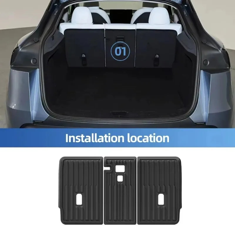 tapis sol tpe noir rayures horizontales clips modernes tesla 2025