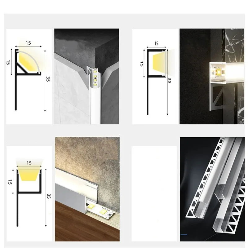 bande lumineuse led aluminium blanc moderne adhésif mur 12v 50cm