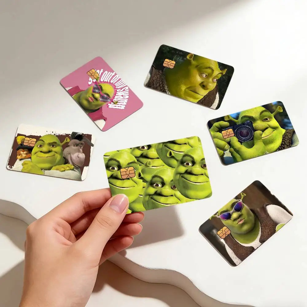 autocollants protection cartes bancaires face monstre vert shrek résistants rayures set pièces moderne illustratif