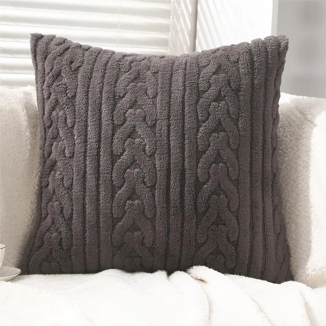 housse coussin peluche super douce motif tressé vintage opacité beige adhésif canapé chaise voiture