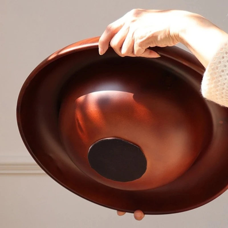 bol bois marron foncé moderne épuré intérieur arrondi lisse poli simple chic decoration