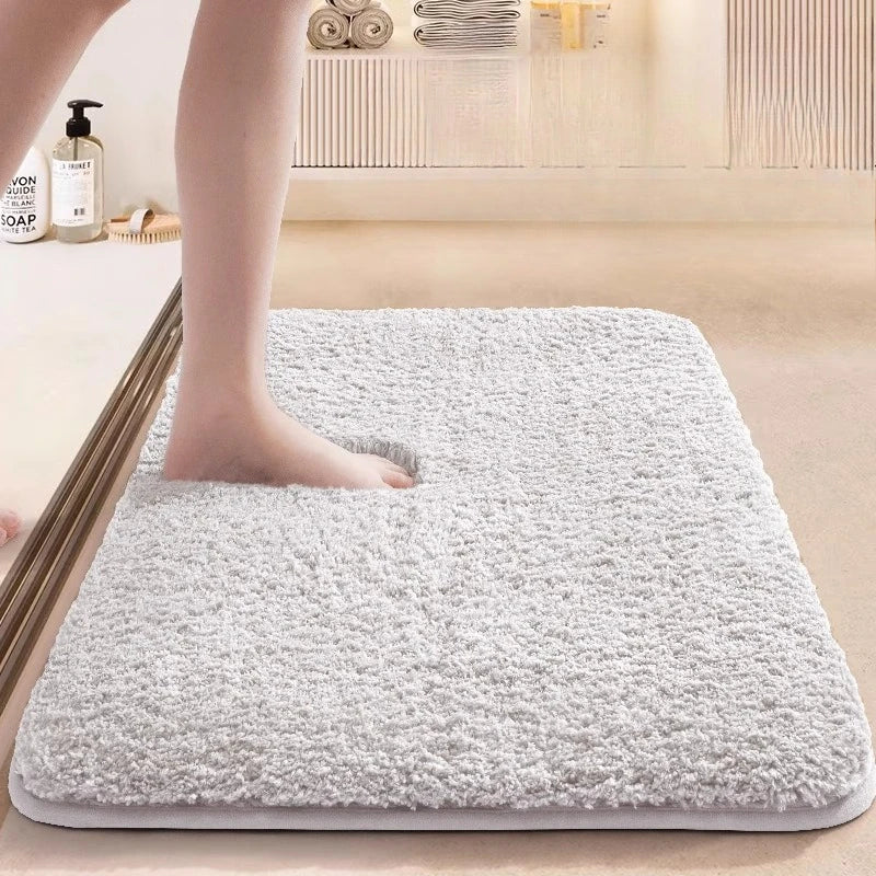 tapis bain absorbant eau antidérapant gris beige bleu poils doux moderne
