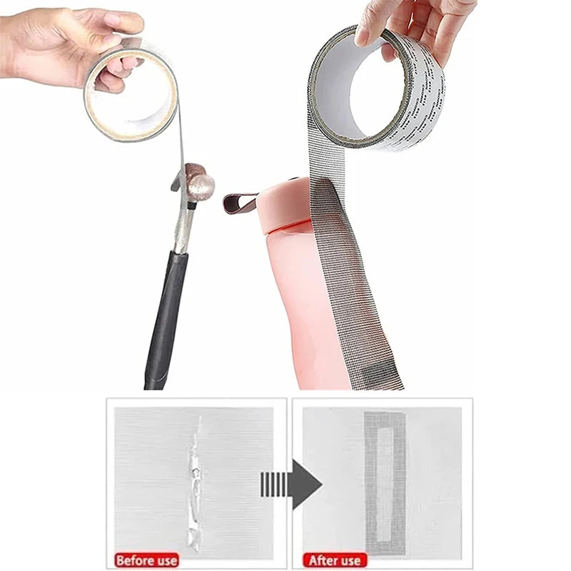 ruban adhésif réparation moustiquaire 10cm largeur 2m longueur utilitaire anti insectes adhésif texturé gris