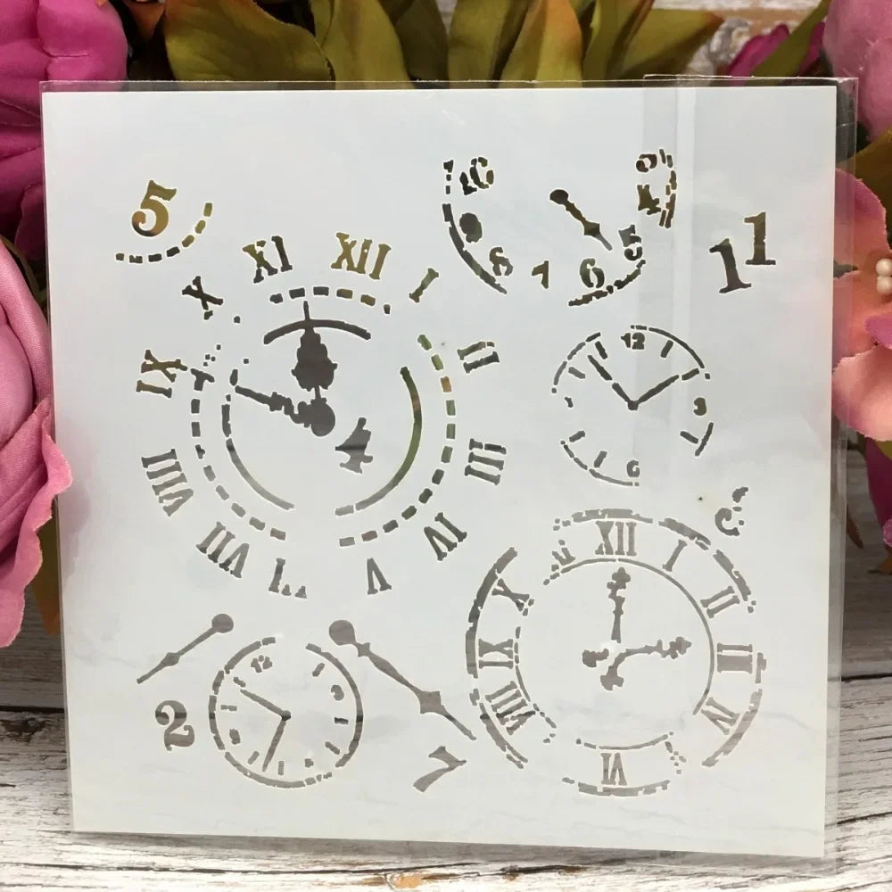 gabarits peinture moderne motifs géométriques horloges feuilles spirales blanc opaques