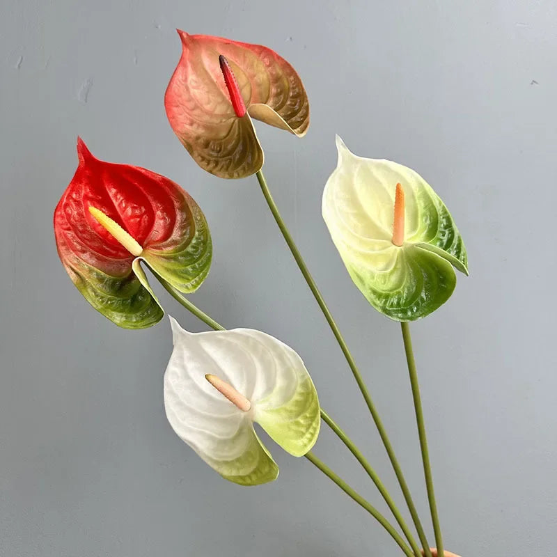 fleurs artificielles rouge vert blanc modernes intérieur décoration maison tringle fixée set pièces