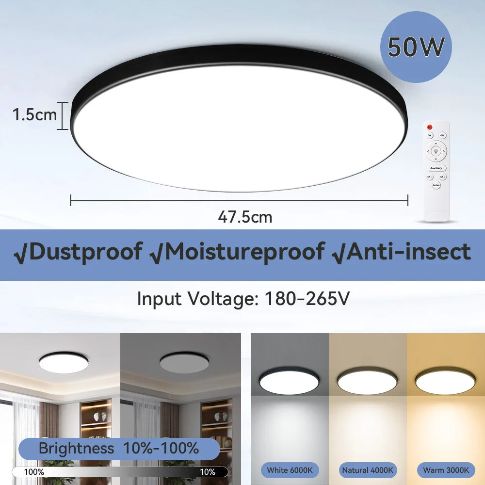 plafonnier led blanc doré moderne télécommande 30w 40w 50w étanche