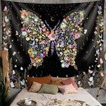 tapisserie murale boho chic motif floral complexe polyester beige clair foncé rectangle moderne