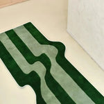 tapis vert foncé rayures horizontales velours moderne antidérapant imperméable chambre salon
