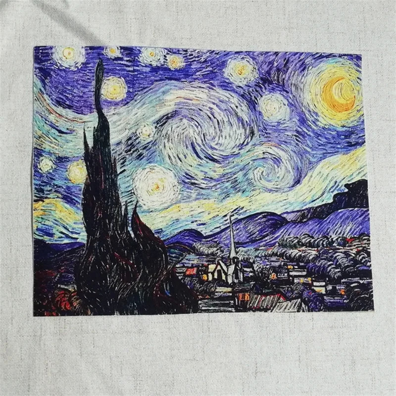 tissu coton lin hand dyed peinture huile van gogh rapide respirant craft scrapbooking patchwork