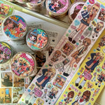 sticker kawaii multicolore dessins animés personnages accessoires floraux scrapbooking bricolage autocollant