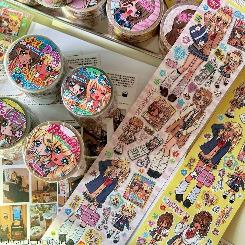 sticker kawaii multicolore dessins animés personnages accessoires floraux scrapbooking bricolage autocollant