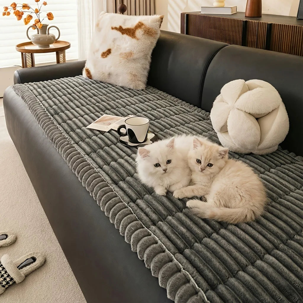 coussin canapé flanelle rayée épais matelassé doux salon gris beige moderne