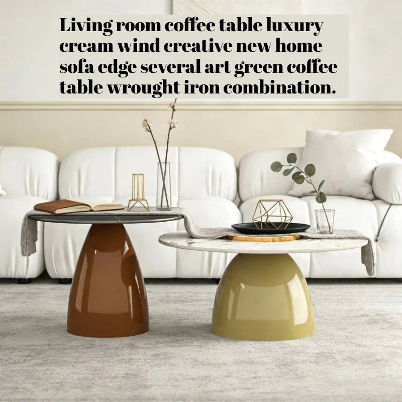 tables basses modernes minimalistes marbre noir blanc motifs argentées marron vert olive salon
