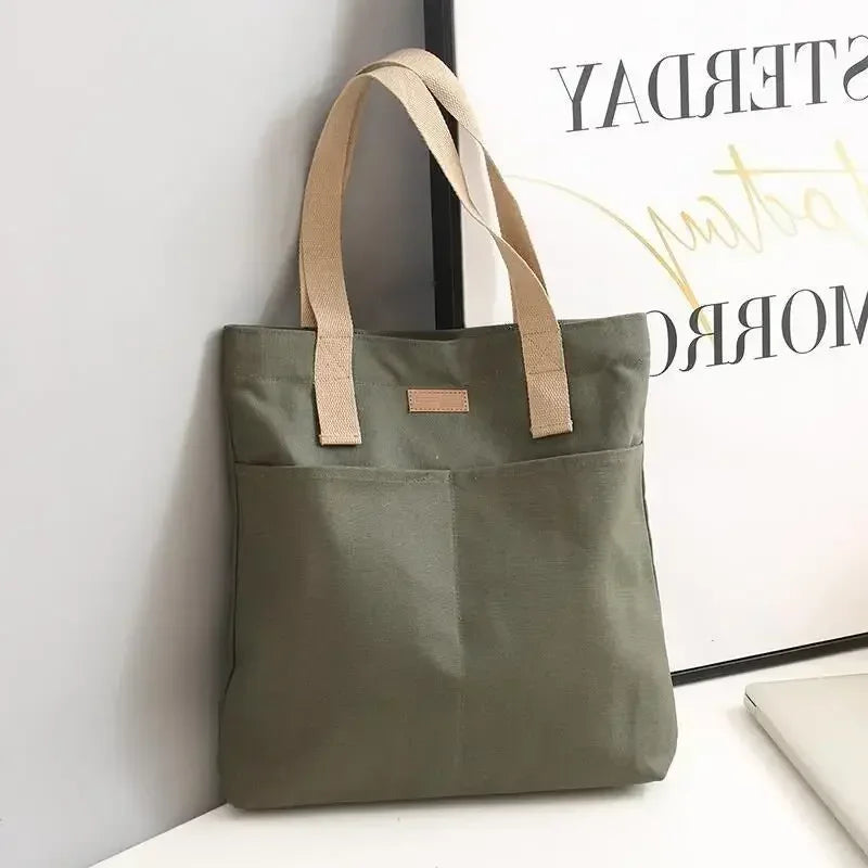 sac fourre tout toile vert olive sac bandoulière plage décontracté poche polyester casual