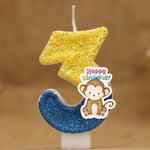 bougies anniversaire animaux singe pailletées chiffres decoration gâteau enfants festive