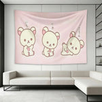 tapisserie cartoon ours mignons rose clair expression différente décoration murale chambre enfant durable machine