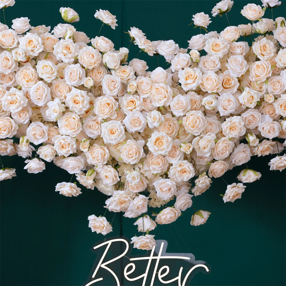 décoration événement romantique mariage cœur fleurs roses artificielles enseigne lumineuse better togetherextérieur