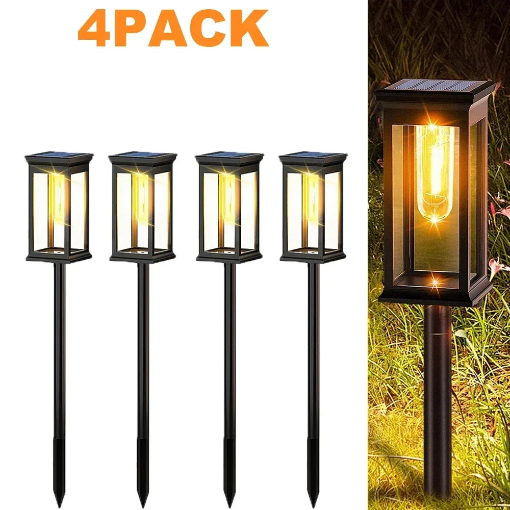 lampes solaires autonomes led étanches ip65 classique transparentes noir extérieur allée jardin fixations piquets
