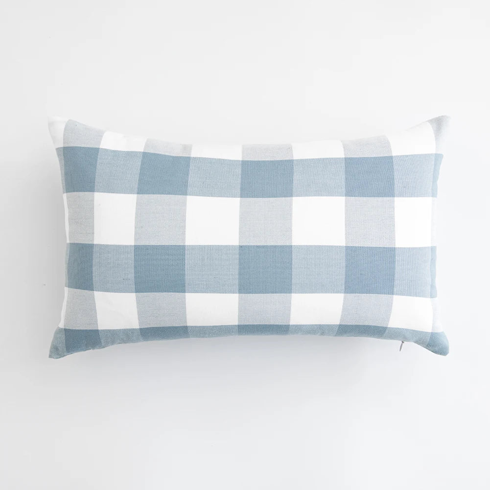 taies d'oreiller bleu clair plaid carreaux moderne polyester 30x50 45x45 cm coussins décoratifs
