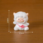 figurines mignonnes moutons résine couleurs variées visage souriant ruban cartoon