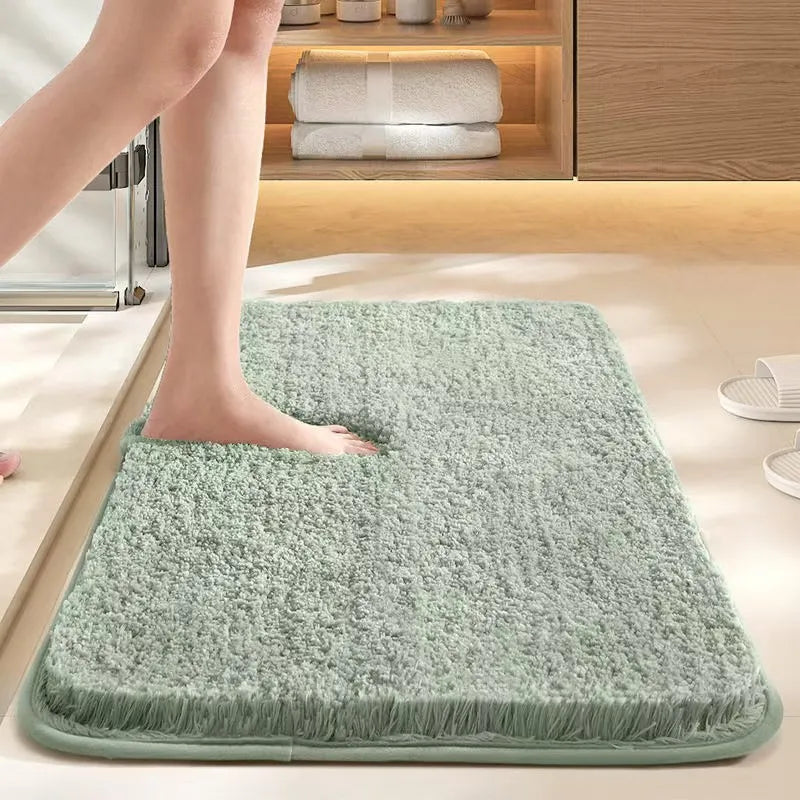 tapis bain absorbant antidérapant polyester doux moderne gris clair vert pastel beigeclair