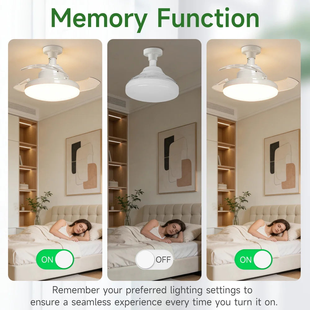 ventilateur moderne lampe led télécommande variateur vitesse luminosité blanc fixations vis