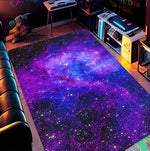 tapis salon chambre moderne motif galaxie étoiles nébuleuse violet bleu rose décoratif grand