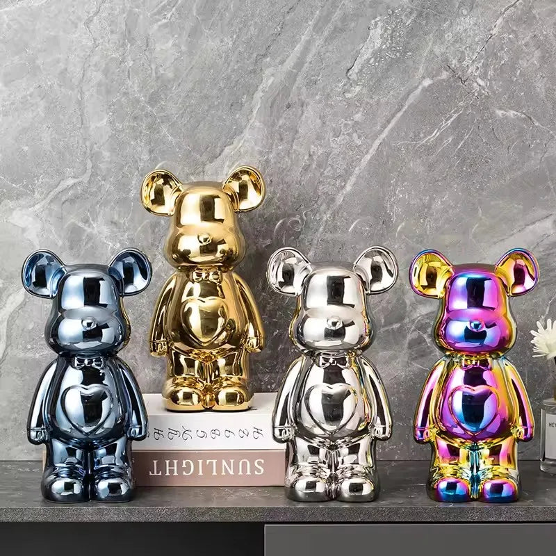 statues ours argent doré kawaii cœur minimaliste contemporain noël valentin mariage anniversaire nouveauannée