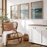 tableaux moderne paysage marin nuages sable beige bleu gris blanc minimaliste