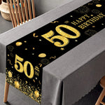 Chemin de table anniversaire noir et or pour 50 ans