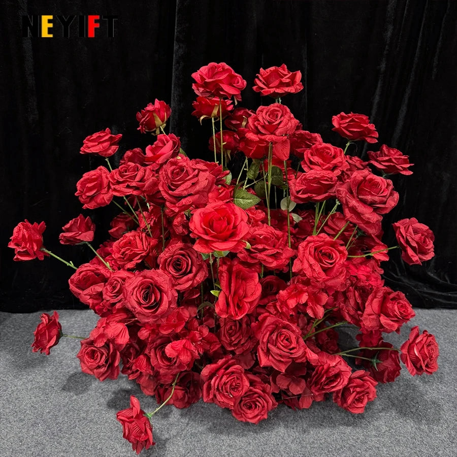 décoration extérieure mariage bouquet roses artificielles soie rouge classique anniversaire événementextérieur