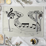 serviettes table moderne notes musicales beige clair tissu lin respectueux environnement