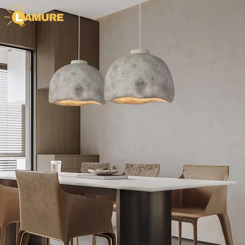 luminaire suspension moderne résine mate wabi sabi minimaliste salon chambre beige gris