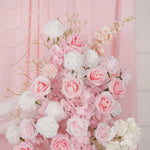 Décoration mariage rose romantique fleurs soie intérieure bienvenue accessoire pilier floral
