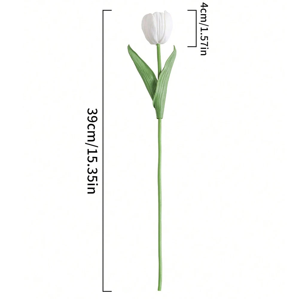 décoration intérieure moderne bouquet tulipes artificielles blanc vert 39cm mariage maison