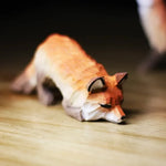 figurine renard bois artisanal orange beige stylisée décoration maison