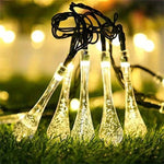 guirlande lumineuse solaire 12m 100led multicolore gouttes d'eau moderne extérieur jardin