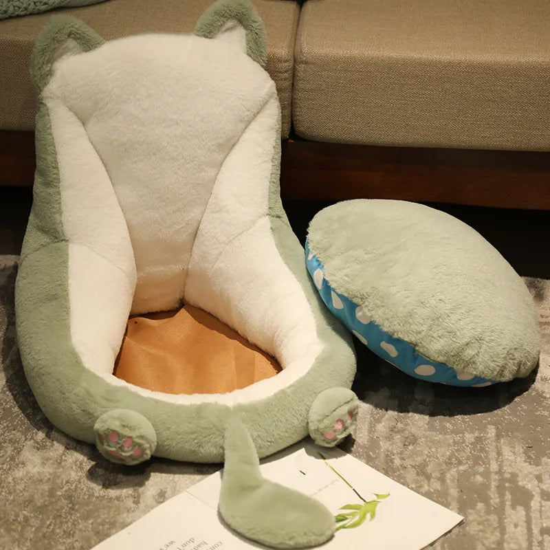 coussin chaise doux motif animal moderne oreilles pattes queue beige rose vert clair