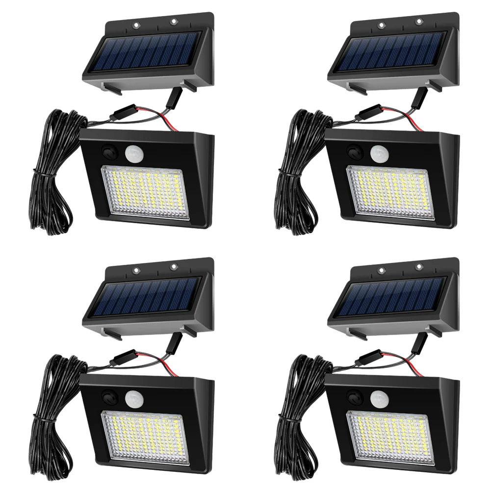 lumière solaire extérieure led moderne noire ip65 autoinstallation 32led 48led jardin