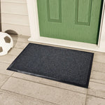 tapis d'entrée noir rayures horizontales moderne antidérapant latex polyester 40x60cm
