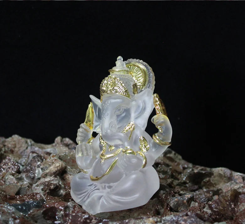 statue ganesha blanc doré relief sculpté artisanal cérémonie mariage anniversaire évenement