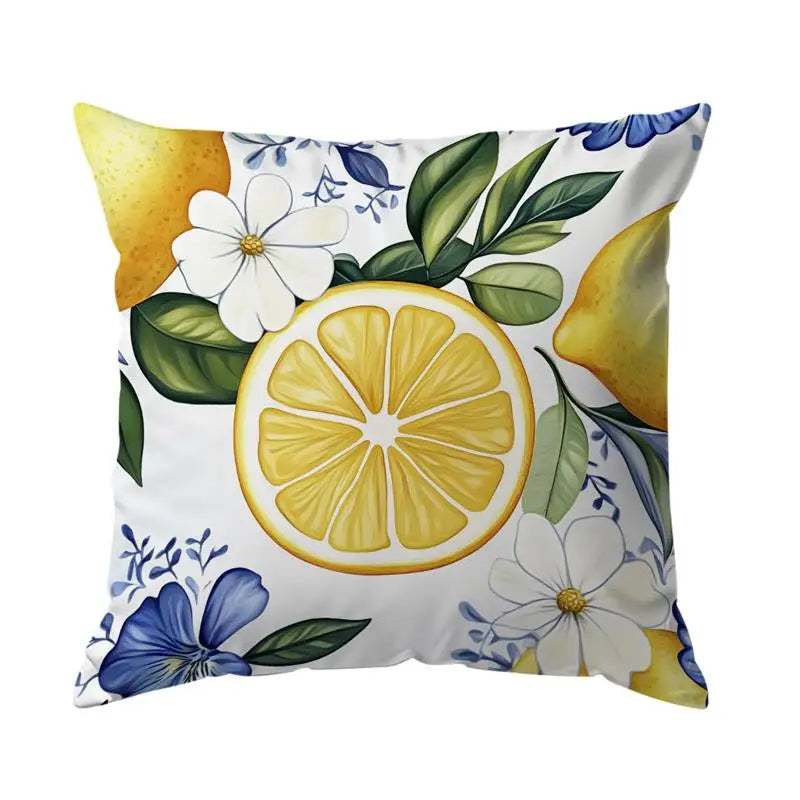 taies d'oreiller polyester citron vintage naturel fleurs blanches couleurs vives décoration maison jacinthe