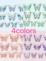 papillons décoratifs transparents rose bleu vert clips élégants bricolage auto collants artisanal