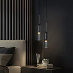 luminaire suspendu moderne minimaliste noir gris verre transparent chambre salon