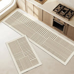 tapis sol antidérapant polyester rayé moderne salle bain cuisine beige gris clair absorbant rapide